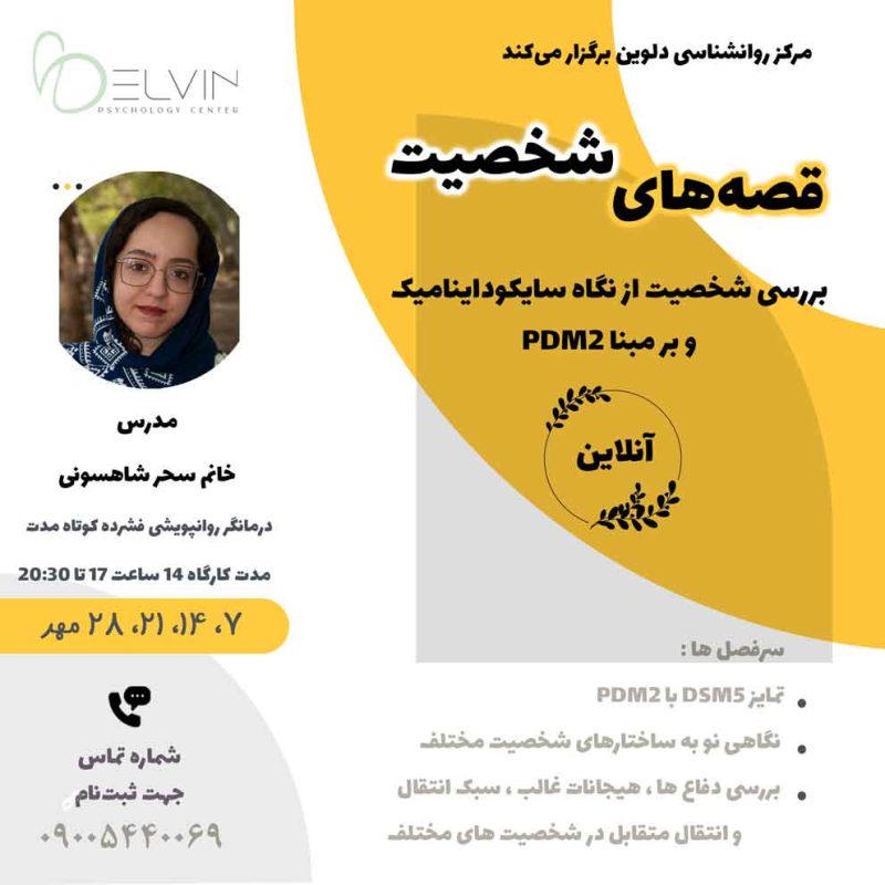 روان درمانی روانپویشی چیست؟ کارگاه بررسی شخصیت از نگاه سایکوداینامیک مرکز روانشناسی هیجانمدار دلوین خانم شاهسونی